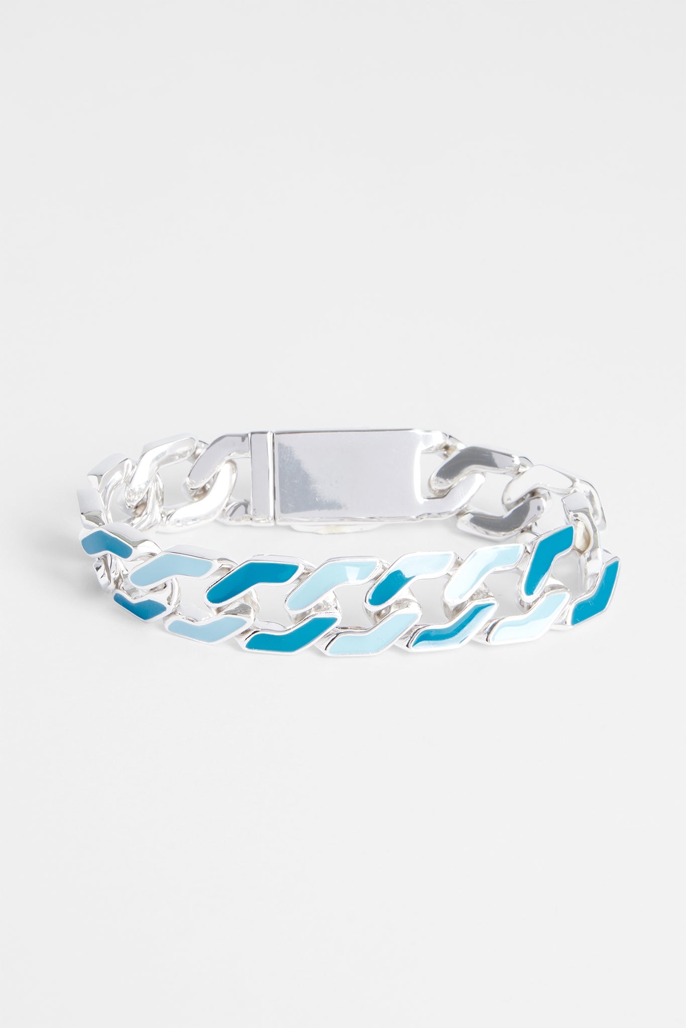 Mixed Enamel And Polished Cuban Bracelet - 12mm